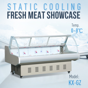 Showcase de refrigerador de carne de retenção de glass curvas de resfriamento de ventilador